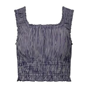 [Rachel Parcell] Scoop Neck Smocked Blue Striped Crinkle Tank Top NWT Size XL